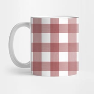 Hand-Drawn Red Gingham Pattern on White Mug